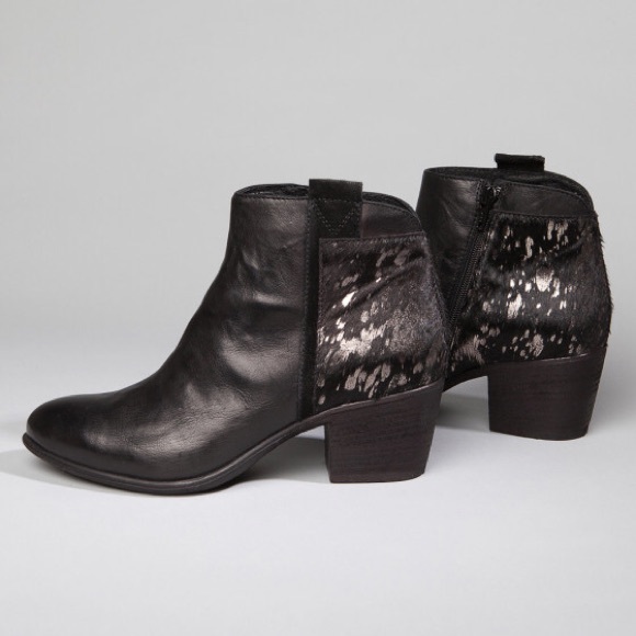 Black Calf Hair Italian Crafted Leather Ankle Boot - Picture 2 of 7